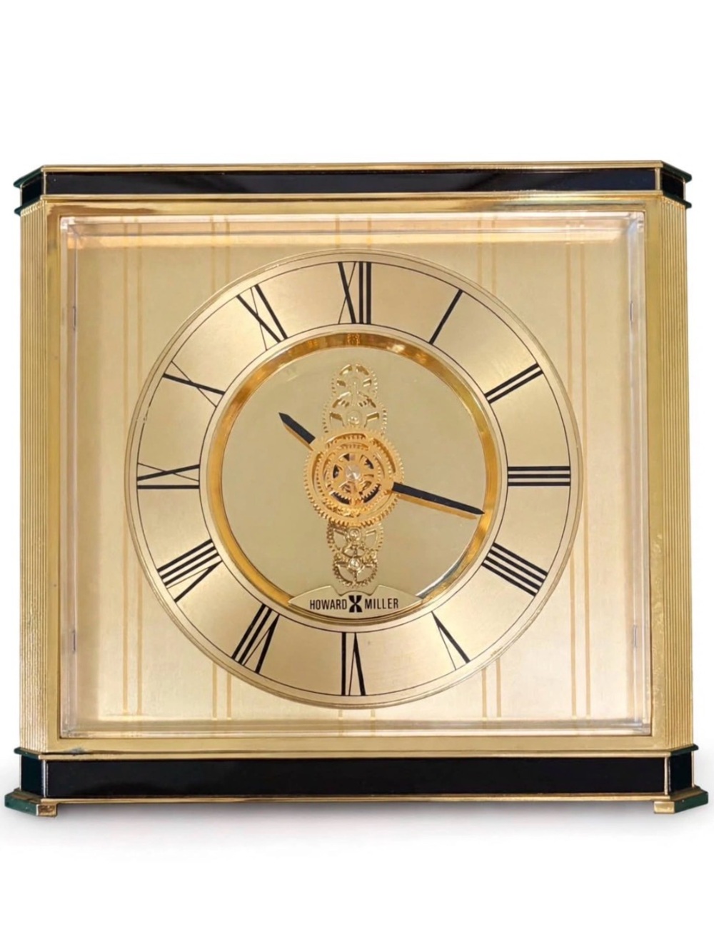 Vintage Howard Miller Brass Desk Clock